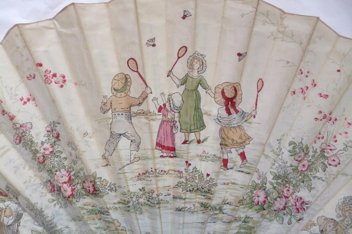 Les enfants s'amusent, éventail d'après Kate Greenaway