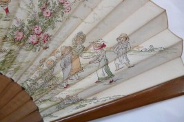 Les enfants s'amusent, éventail d'après Kate Greenaway