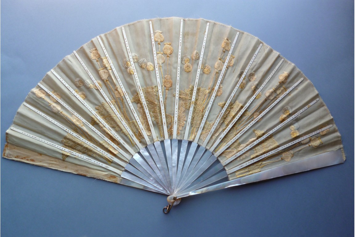 Pavots, éventail vers 1880-90