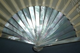 Pearly peacock, early 20th century fan