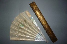 Pearly peacock, early 20th century fan