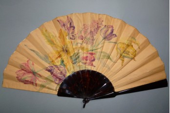 Tulips and lilac, fan by Madeleine Lemaire, circa 1895