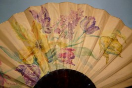 Tulips and lilac, fan by Madeleine Lemaire, circa 1895