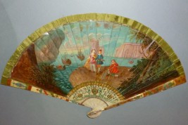 Eliezer and Rebecca, Vernis Martin fan circa 1720-30