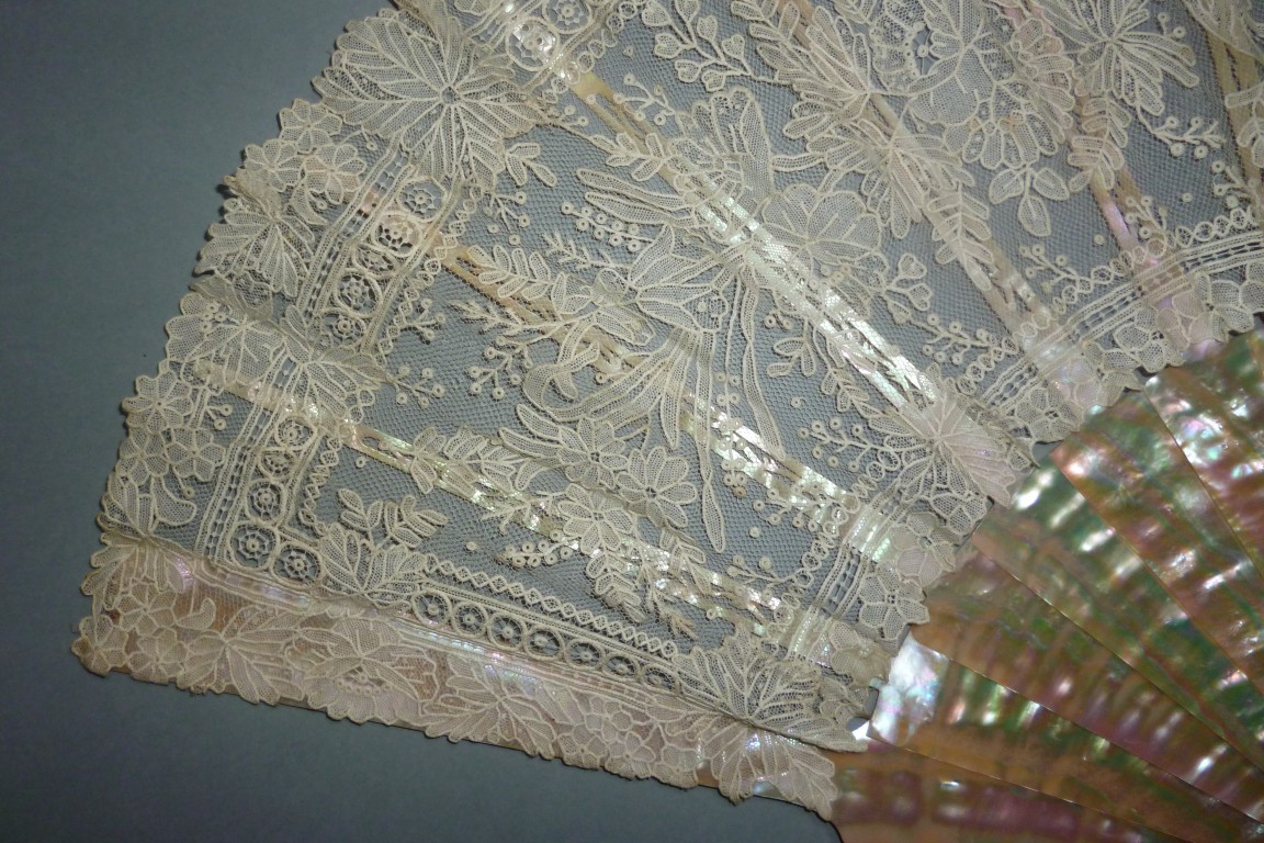 Lace and mother of pearl, fan circa 1860-80