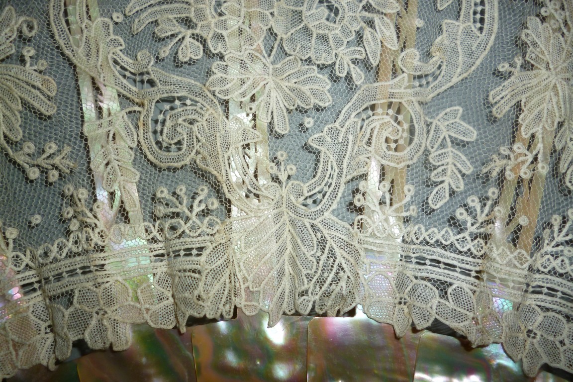 Lace and mother of pearl, fan circa 1860-80
