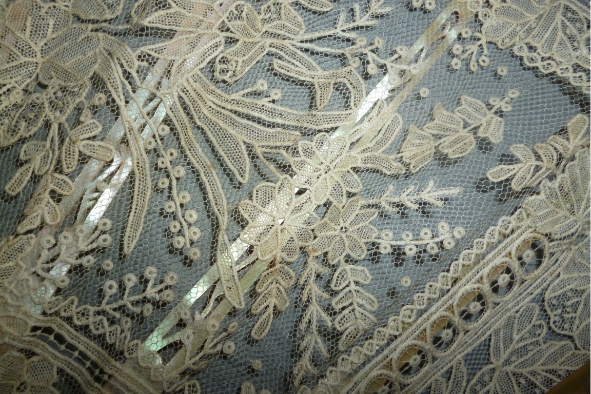 Lace and mother of pearl, fan circa 1860-80