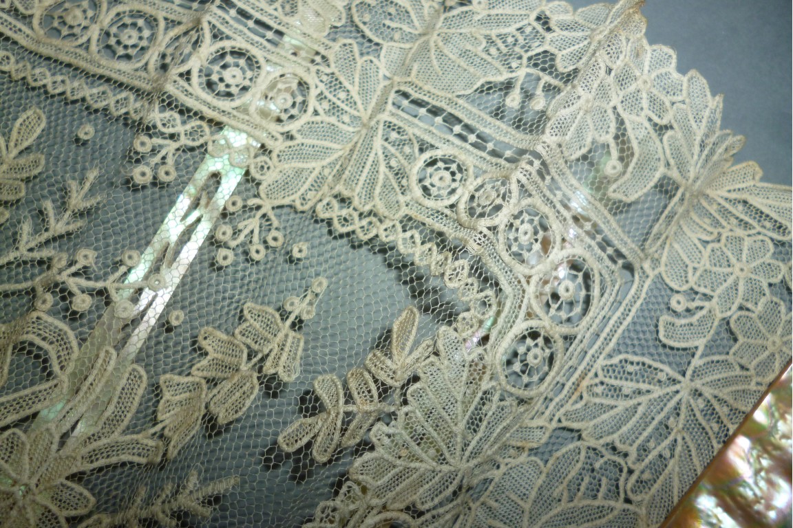 Lace and mother of pearl, fan circa 1860-80