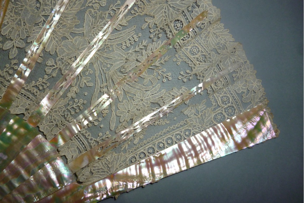 Lace and mother of pearl, fan circa 1860-80