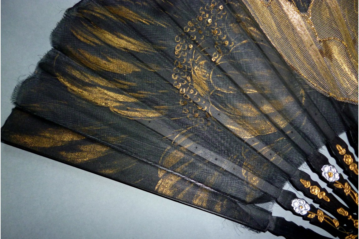 Golden poppies, fan by Tutin circa 1905
