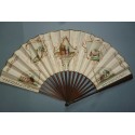 Les plaideurs, fan with card of game of Cavagnole, early 19th century