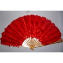 Red, feather fan, late 19th century