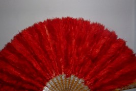 Red, feather fan, late 19th century