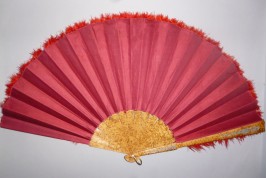 Red, feather fan, late 19th century