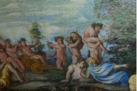 Bacchus, feuille d'éventail fin XVIIème siècle