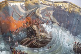 Le naufrage de l'Austria, éventail vers 1858