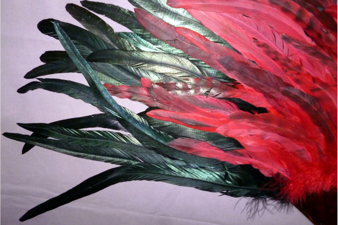 Avec panache, éventail en plume de coq, XXème siècle