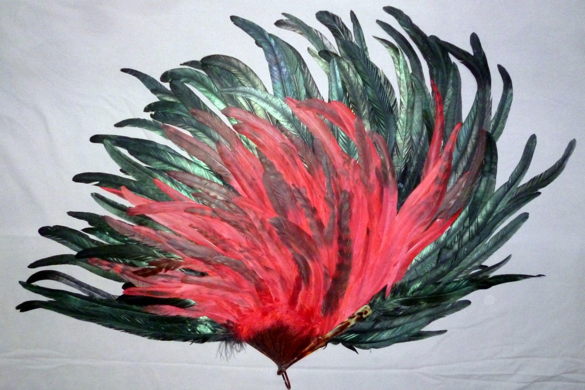 With style , rooster feather fan, 20th century