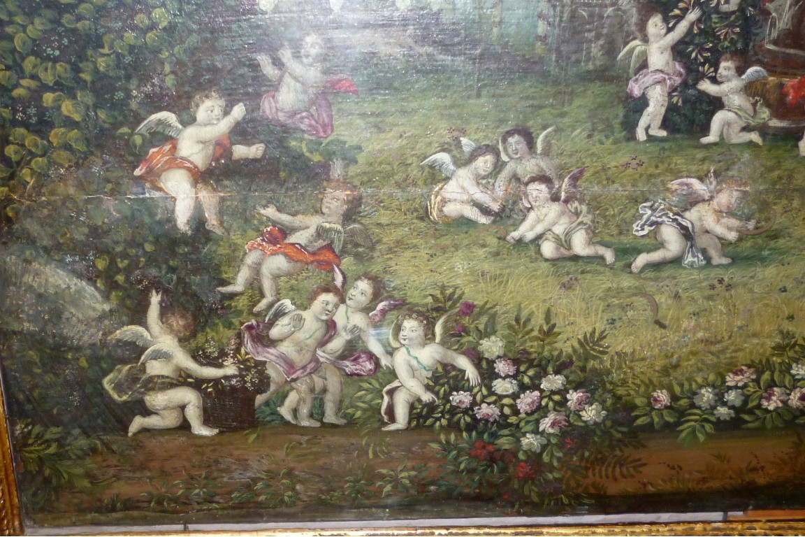 Des anges à Versailles, feuille d'éventail vers 1700