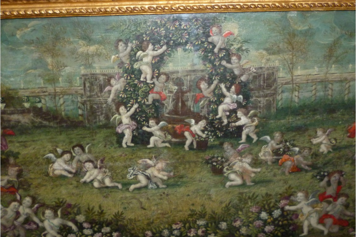 Des anges à Versailles, feuille d'éventail vers 1700