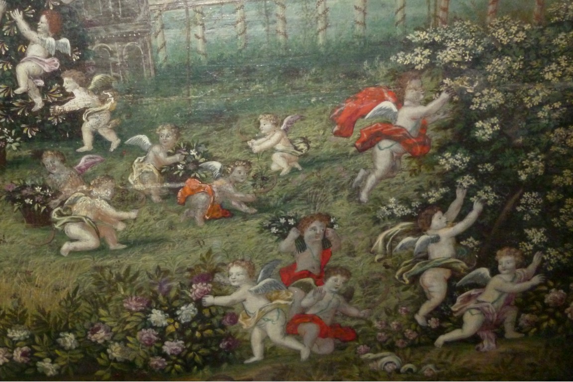 Des anges à Versailles, feuille d'éventail vers 1700