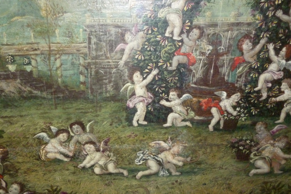 Des anges à Versailles, feuille d'éventail vers 1700