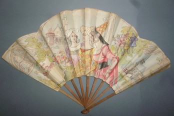 Robida, Promenade au Préaux Clerc, Vieux Paris fan circa 1900