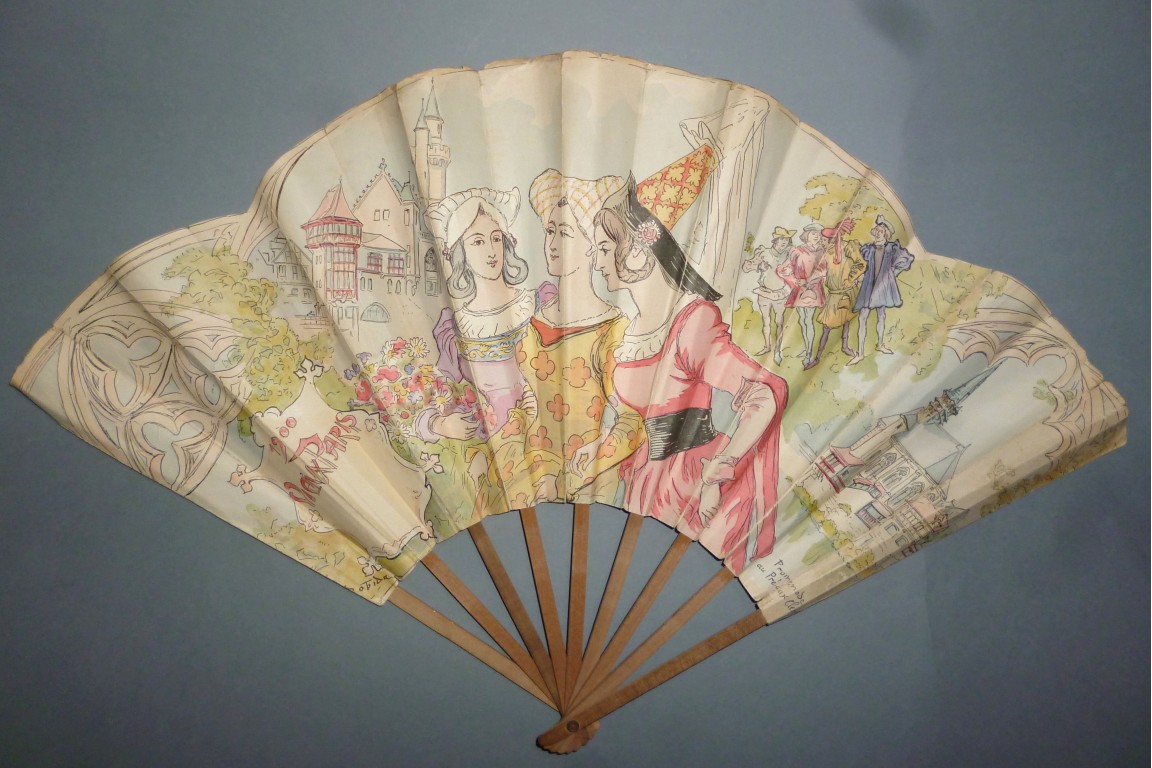 Robida, Promenade au Préaux Clerc, Vieux Paris fan circa 1900