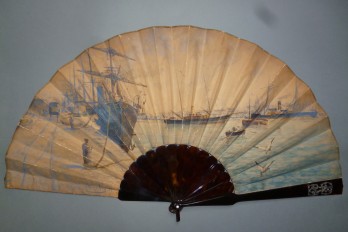 Port of Calais, fan by Eugene Dauphin 1891