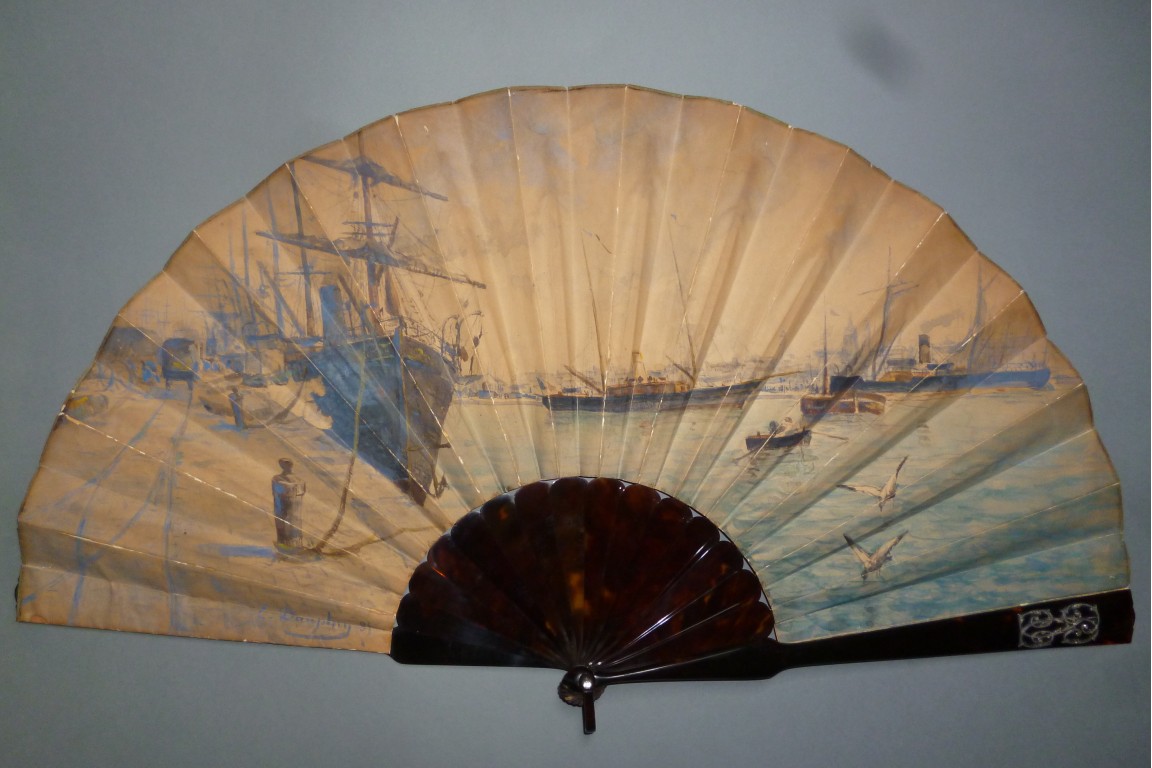 Port of Calais, fan by Eugene Dauphin 1891