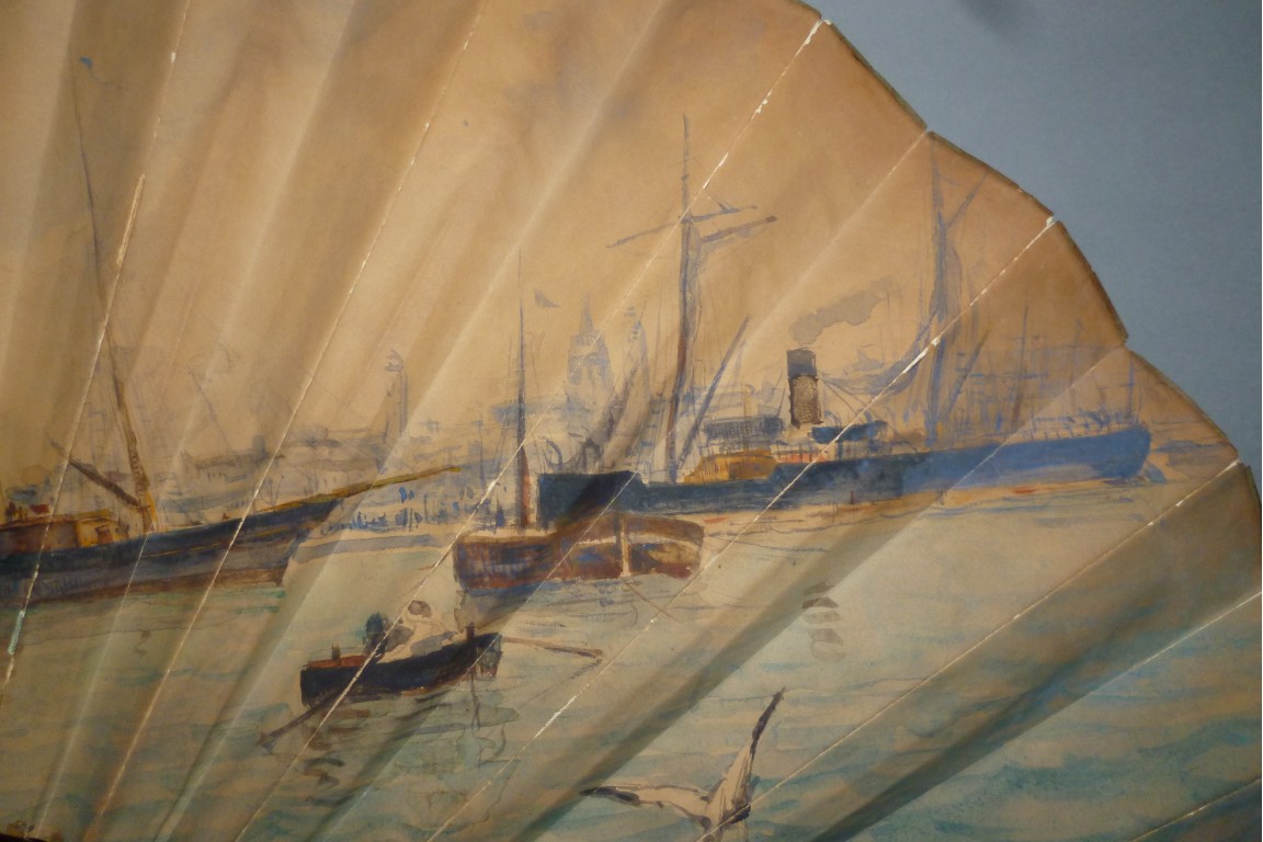 Port of Calais, fan by Eugene Dauphin 1891