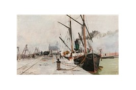 Le port de Calais, éventail d'Eugène Dauphin 1891