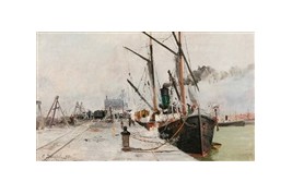 Port of Calais, fan by Eugene Dauphin 1891