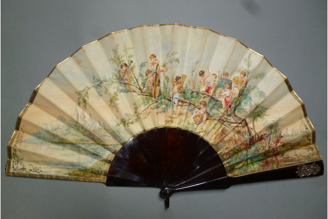 Orchestra of the cherubs, fan by Pauline Astruc 1880