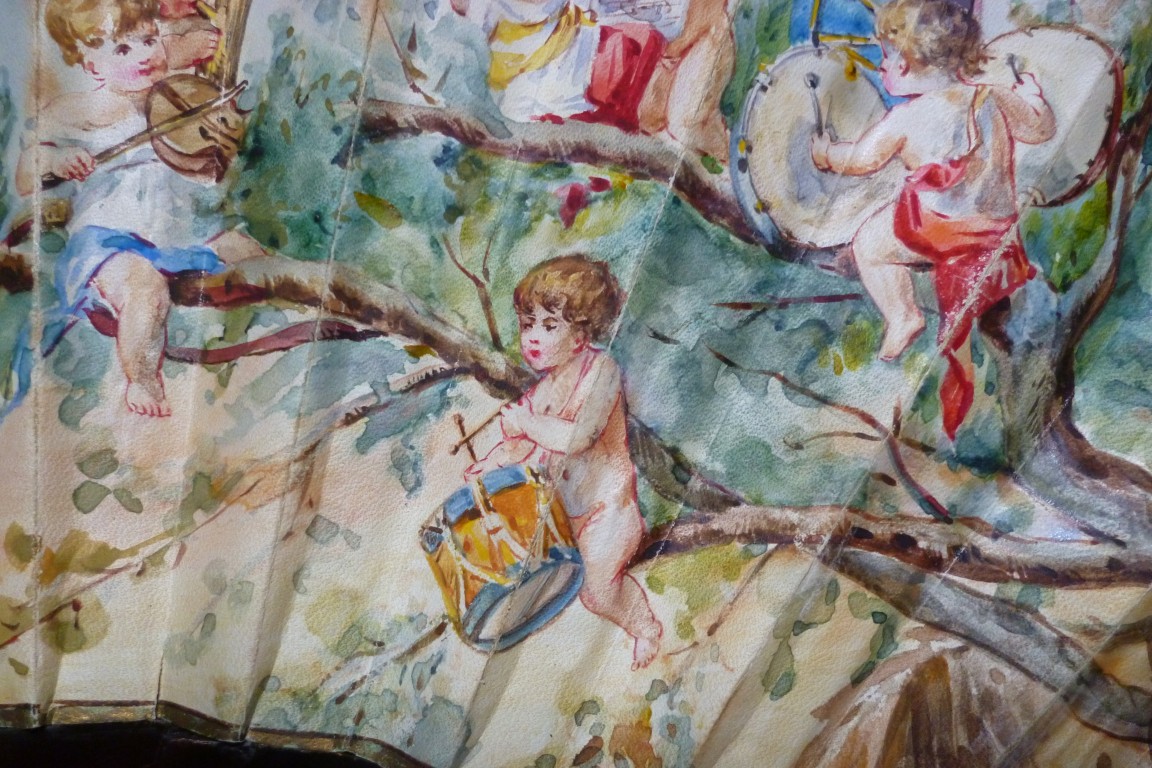 Orchestra of the cherubs, fan by Pauline Astruc 1880