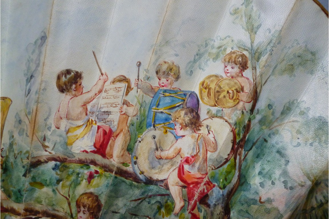 Orchestra of the cherubs, fan by Pauline Astruc 1880