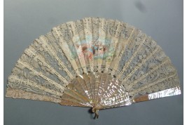 The Beauty with the mirror, fan circa 1890