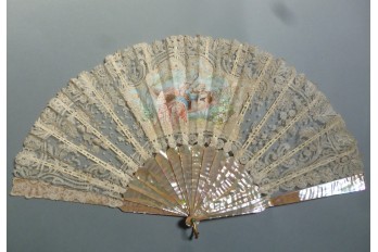 The Beauty with the mirror, fan circa 1890