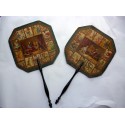 Monkey and dog, fixed fans with caricatures, 19th century