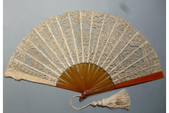 Flowers lace, fan circa 1880