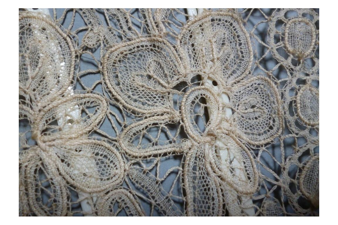Flowers lace, fan circa 1880