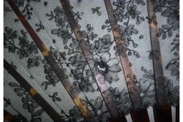 Black flowers, lace fan late 19th century