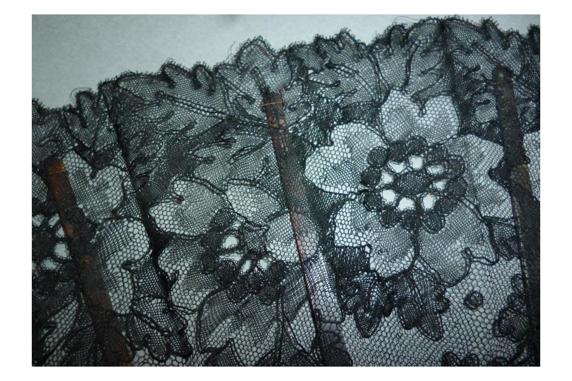 Black flowers, lace fan late 19th century