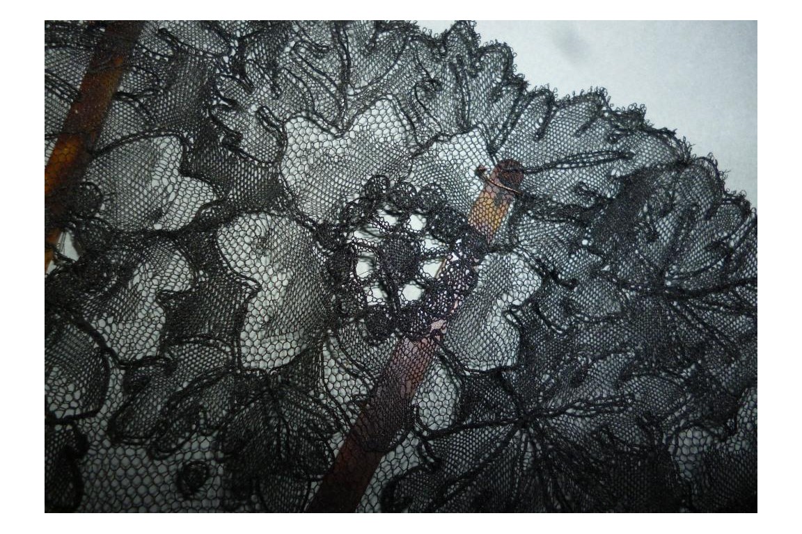 Black flowers, lace fan late 19th century
