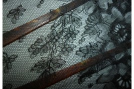 Black flowers, lace fan late 19th century
