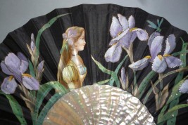 The lady with iris, Art Nouveau fan