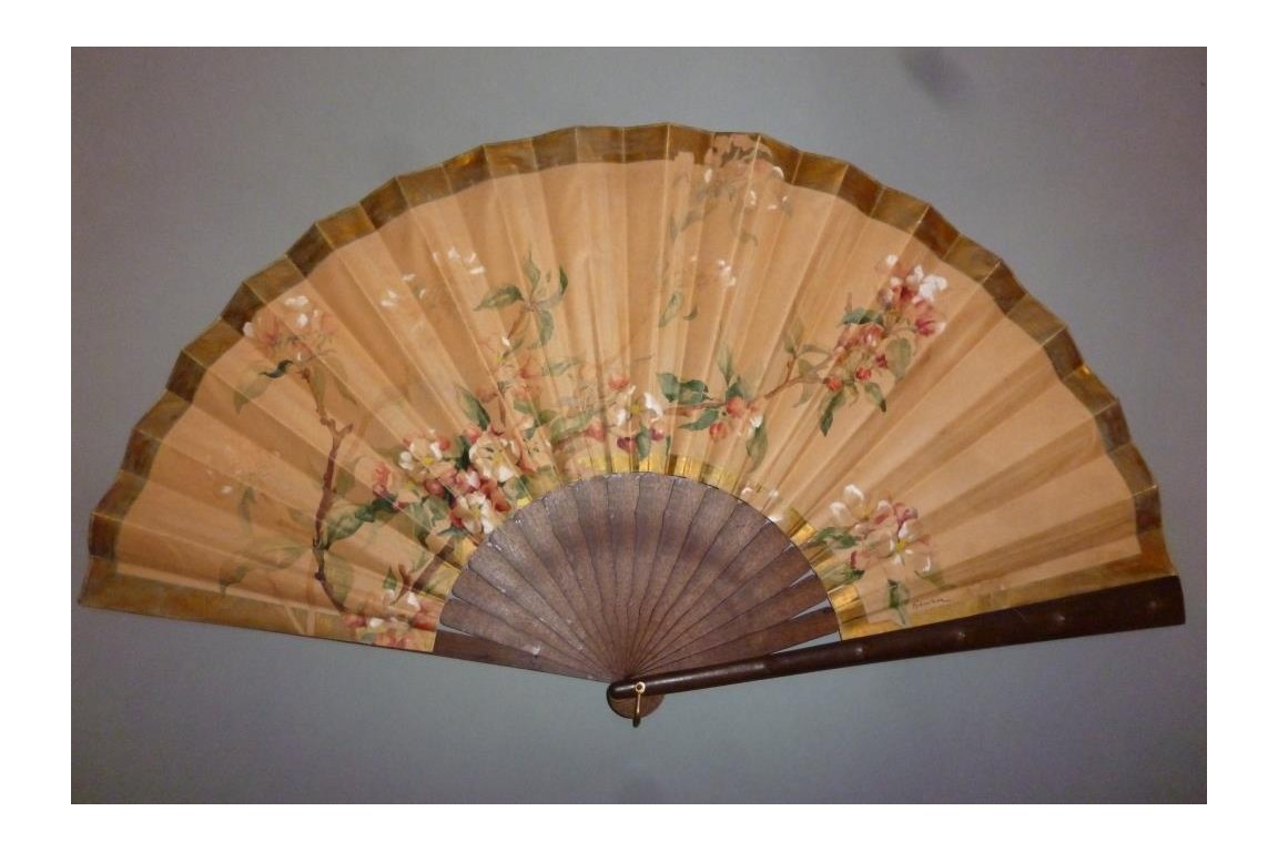 Apple blossom, fan by Gervais ? circa 1900