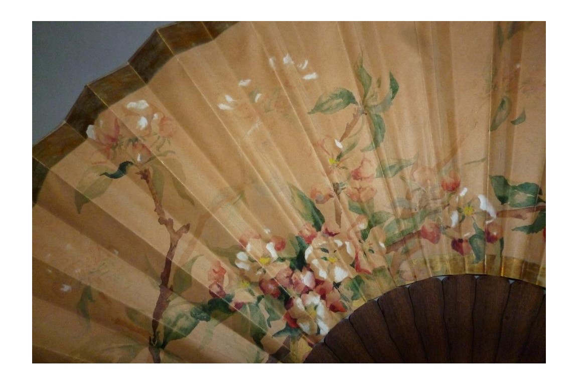 Apple blossom, fan by Gervais ? circa 1900