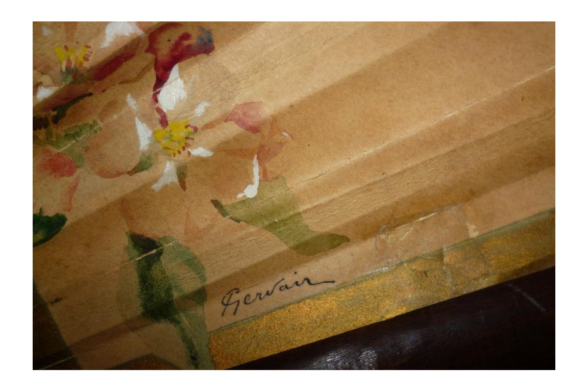 Fleurs de pommier, éventail de Gervais vers 1900