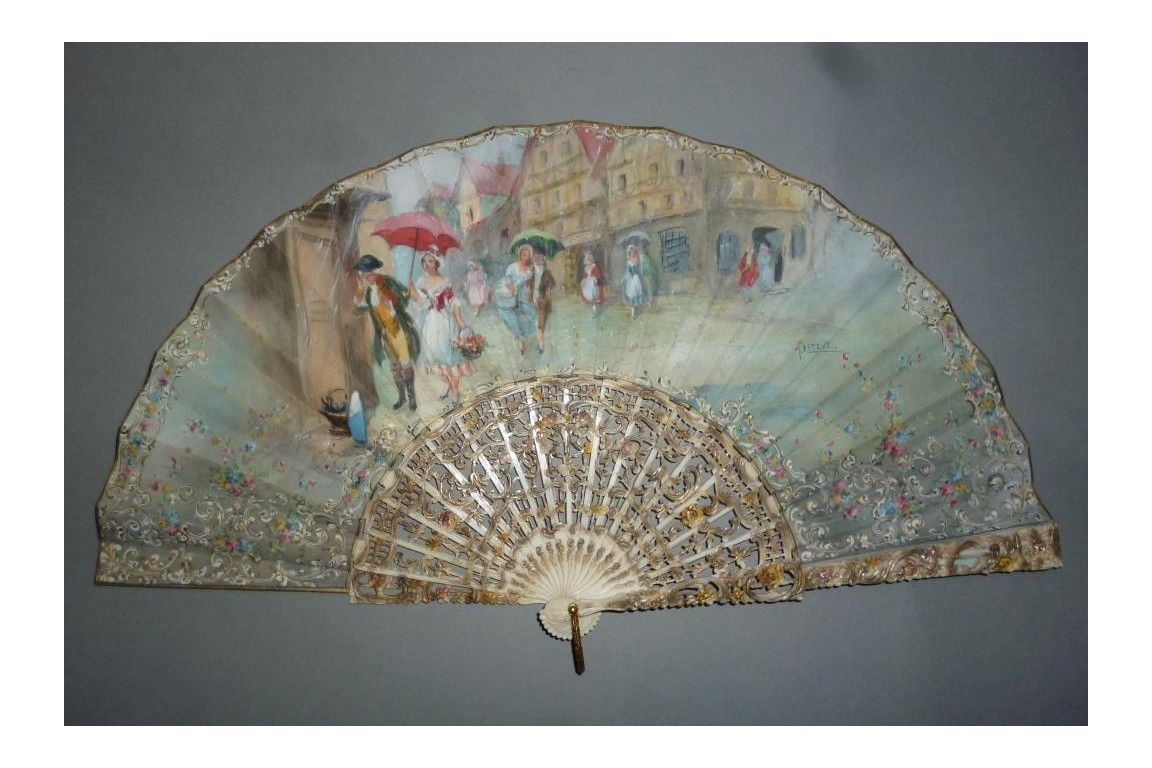 Summer rain, fan by Estève, circa 1910